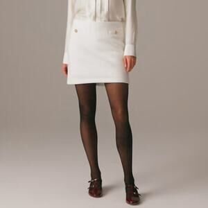 J.Crew Knitted Wool Textured Mini Skirt Womens XL White Lined Side Zip Stretchy